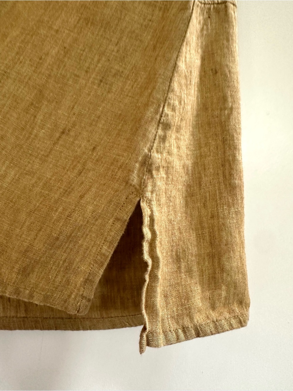 FLAX 100% Linen Sleeveless Tank Top Small Blouse Yellow Gold Bronze Minimalist - Picture 3 of 7
